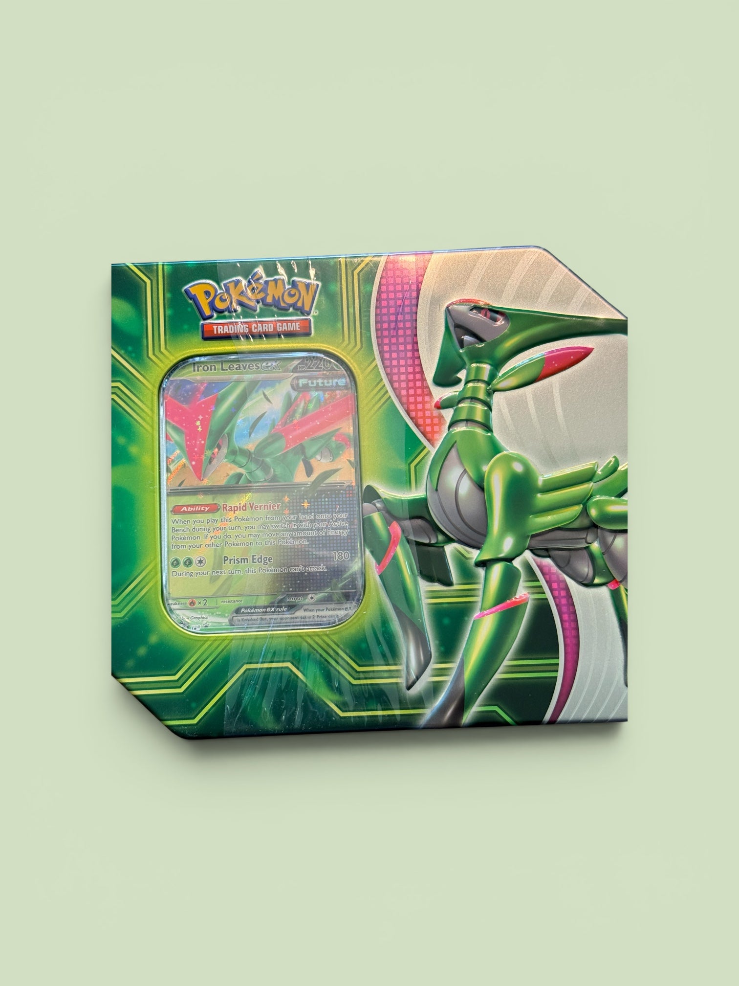Pokemon Paradox Clash Iron Leaves ex tin set