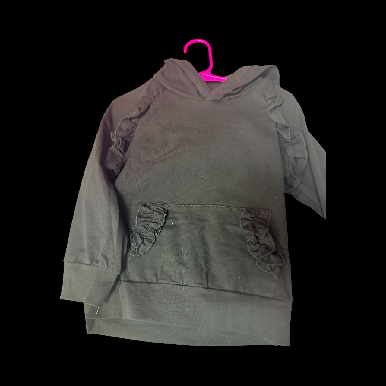 Kids Dark Gray Ruffled Sweatshirt and Checkered Leggings Set